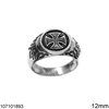 Silver 925 Ring with Cross 12mm