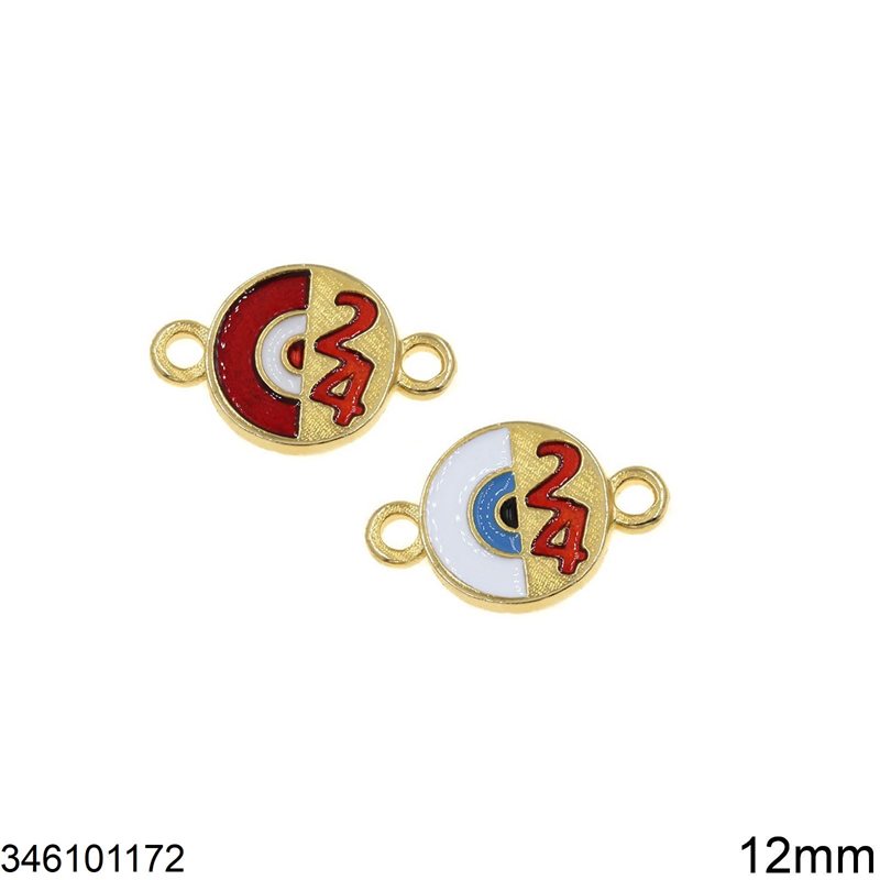 2024 New Years Lucky Charm Casting Round Spacer Evil Eye/24 with Enamel 12mm