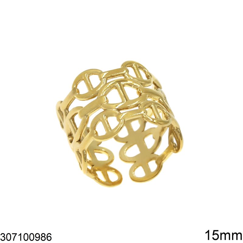 Δαχτυλίδι Ατσάλινο Αλυσίδα Θήτα 15mm