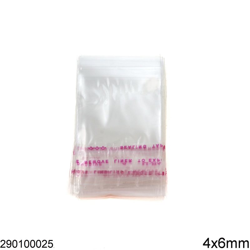 Plastic Transparent Packing Bag with Sticker 4x6mm, 632pieces/100gr