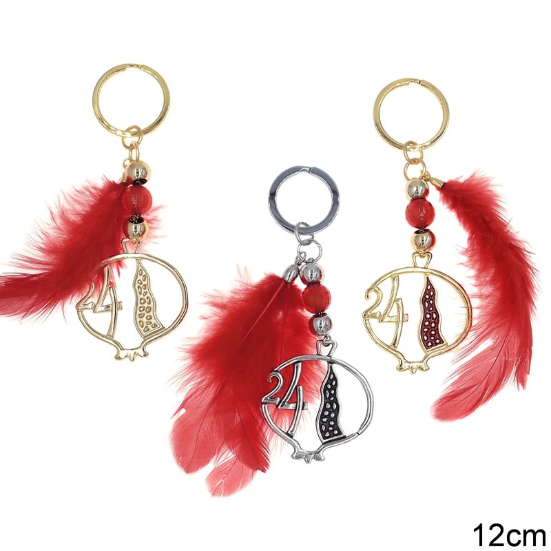 New Years Lucky Charm Pomegranate & Feather 12cm
