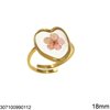 Stainless Steel Ring with Natural Flower in Transparent Enamel 18-28mm