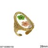 Stainless Steel Ring with Natural Flower in Transparent Enamel 18-28mm