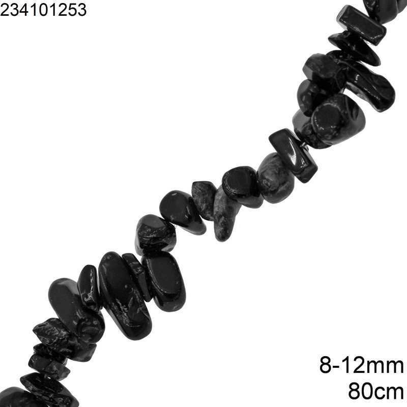 Black Turmaline Chips Beads 8-12mm, 80cm
