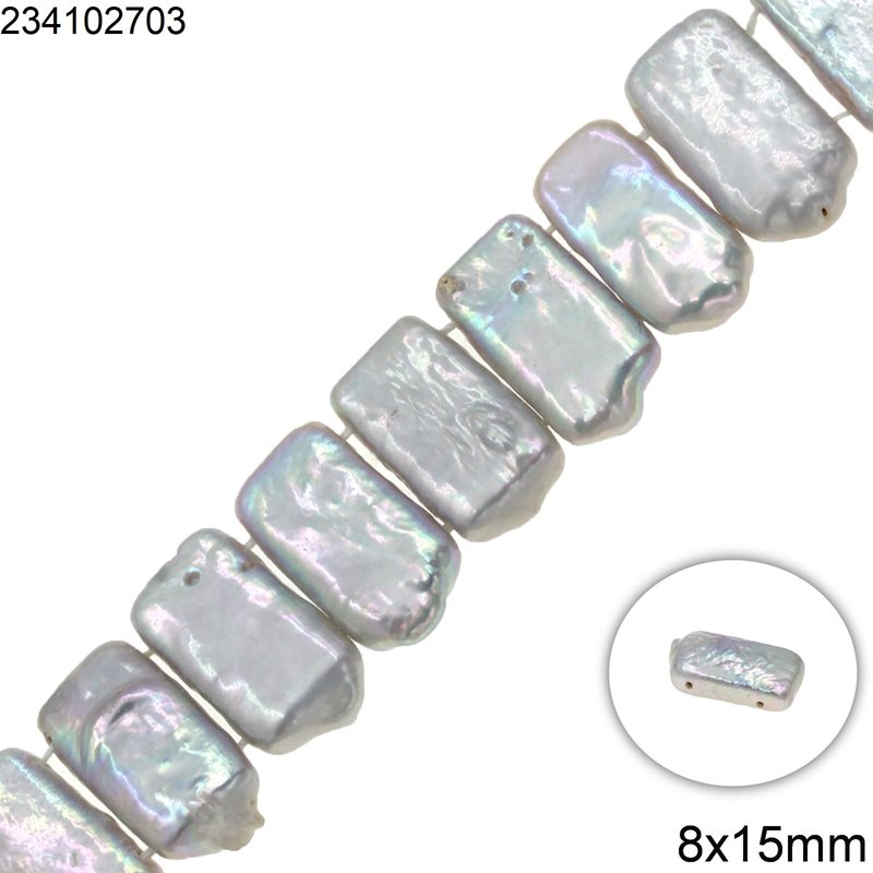 Freshwater Pearl Rectangular Plates Beads 8x15mm