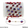 Stainless Steel Chain with Glass Flat Round Bead 6x3mm