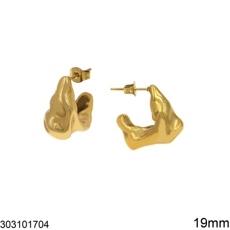 Stainless Steel Stud Earrings Hammered 19mm