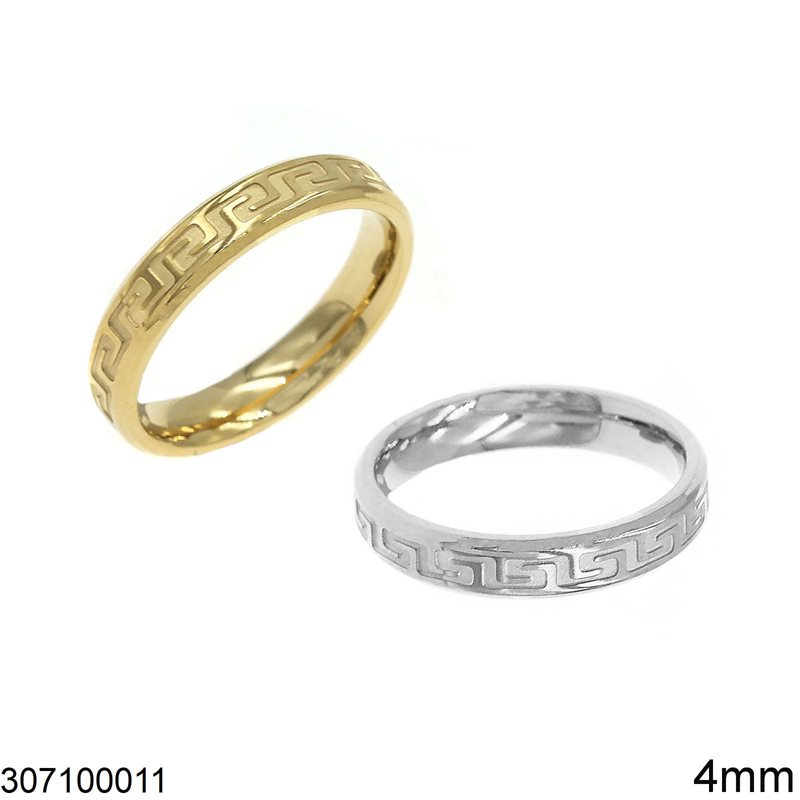 Stainless Steel Ring with Meander 4mm
