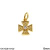 Silver 925 Pendant Byzantine Cross with Zircon 9mm