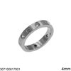 Stainless Steel Ring with Tail and Zircon 4-6mm