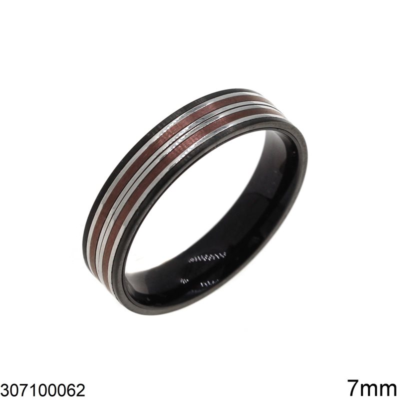 Δαχτυλίδι Ατσάλινο Βέρα με Ρίγες 7mm, No72-75