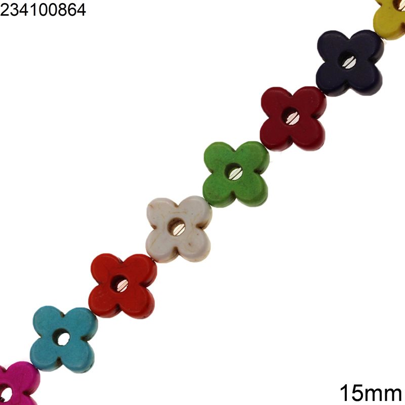 Howlite Cross Beads 15mm