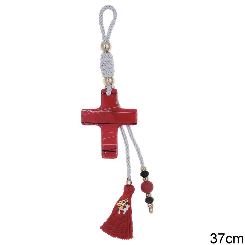 New Year's Lucky Charm with Glass Cross 37cm