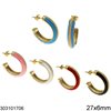 Stainless Steel Stud Earrings Hoop with Enamel 27x6mm