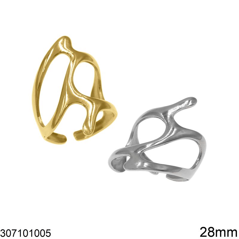 Stainless Steel Ring Irregular Shape Open 28mm