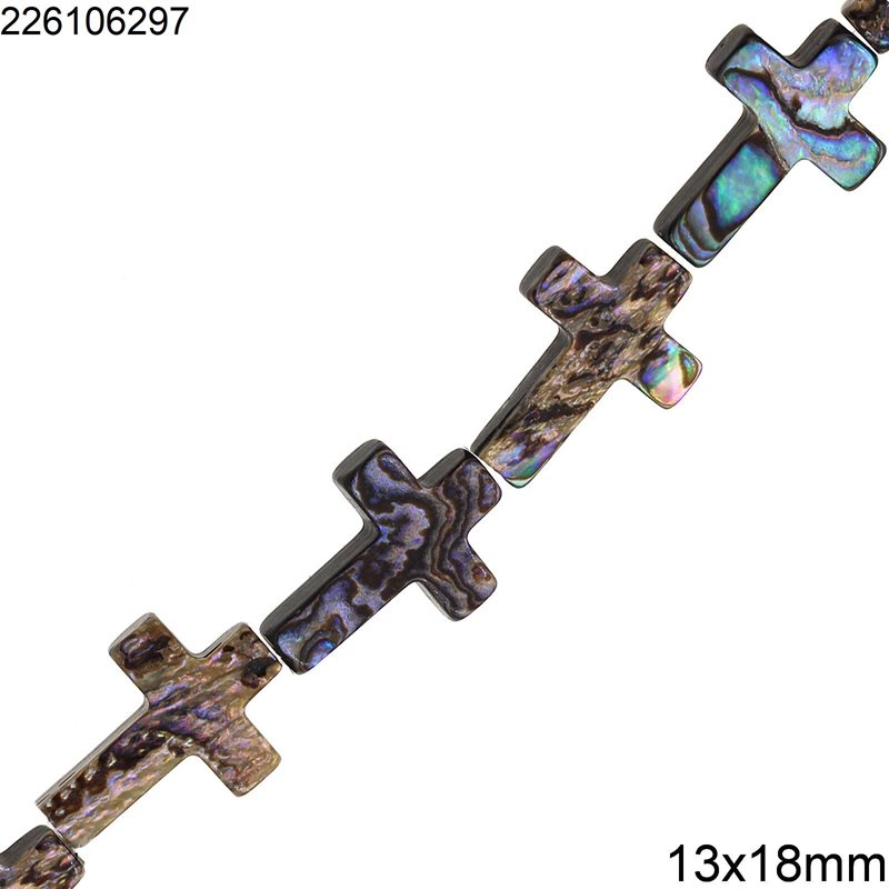Abalone Shell Cross Beads 13x18mm