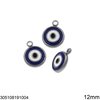 Stainless Steel Flat Round Evil Eye Pendant with Enamel 12mm
