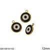 Stainless Steel Flat Round Evil Eye Pendant with Enamel 12mm