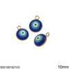Stainless Steel Round Evil Eye Pendant with Enamel 10mm