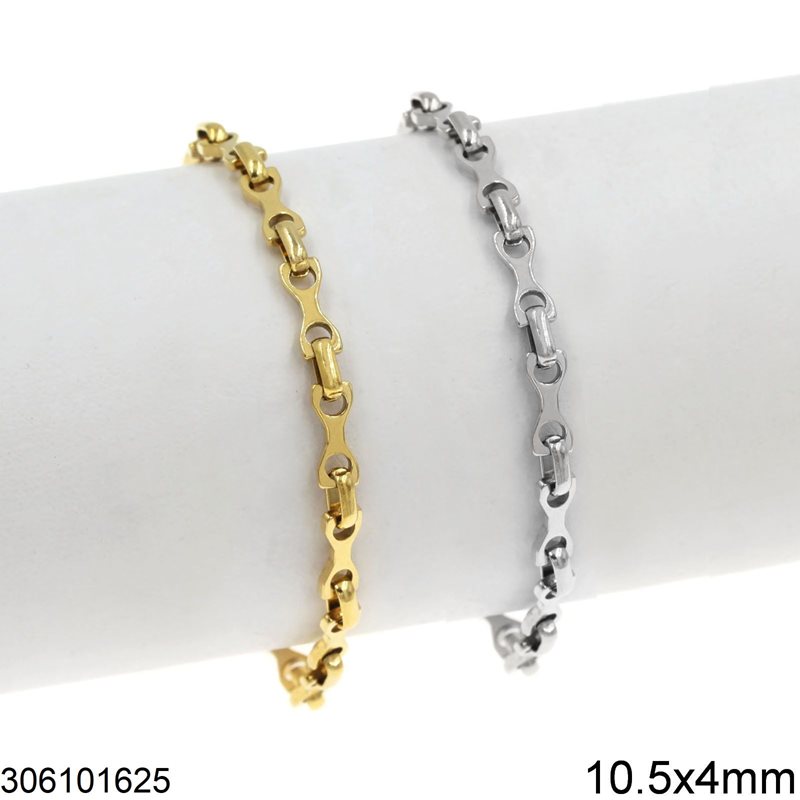 Stainless Steel Bracelet "Hourglass" Spacer 10.5x4mm