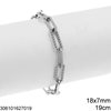 Stainless Steel Oval Link Chain Bracelet 1:1 with Flat & Twisted Links 18x7mm