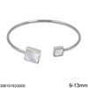 Stainless Steel Bracelet with Square Shell Stones 9-13mm