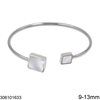 Stainless Steel Bracelet with Square Shell Stones 9-13mm