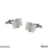 Stainless Steel Cufflinks with Rectangular Cat Eye Stone 18mm