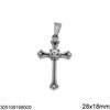 Stainless Steel Pendant Cross with Stone 28x18mm
