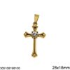 Stainless Steel Pendant Cross with Stone 28x18mm