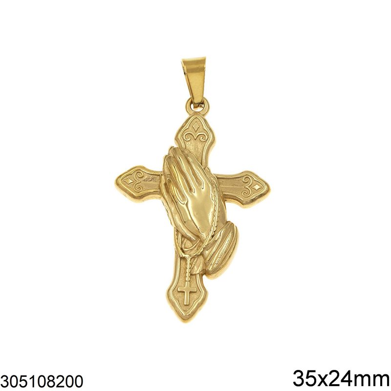 Stainless Steel Pendant Cross with Pray 35x24mm