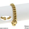 Stainless Steel Gourmette Chain Bracelet 10mm with Nail Clasp