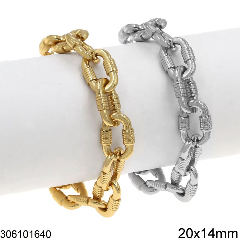 Stainless Steel Oval Link Chain Bracelet 20x14mm