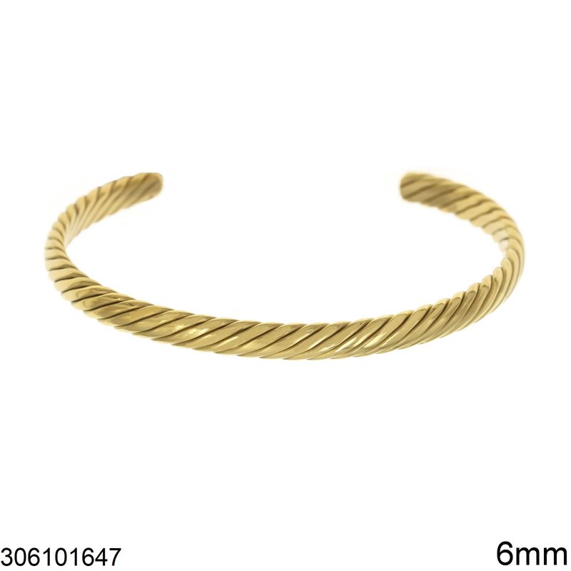 Stainless Steel Flat Bracelet Twist Textured  6mm