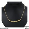 Stainless Steel Snake Chain Necklace with Irregular Shape Bar 61x6mm
