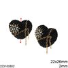 Shamballa Heart Beads 22x26mm with Hole 2mm, Black