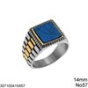 Stainless Steel Male Ring with Square Stone 14mm