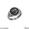 Δαχτυλίδι Ασημένιο 925 Ανδρικό Στρογγυλό 15mm