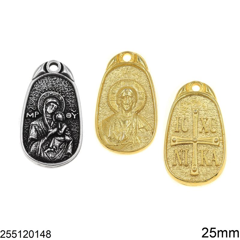 Casting Pendant Jesus,Holy Mary and Cross 25mm