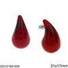 Stainless Steel Pearshape Stud Earrings 31x17mm