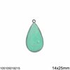 Silver 925 Bezel Pearshaped Pendant with Semi Precious Faceted Stones 14x25mm