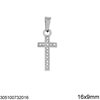 Stainless Steel Pendant Cross with Stones 16-20mm