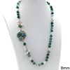 Necklace with Round Agate Beads 8mm & Freshwater Pearls