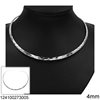 Silver 925 Flat Hammered Collar Necklace Open
