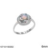 Silver 925 Round Ring with Opal 6mm and Zircon