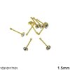 Silver 925 Nose Pin Stud with Rhinestone 1.5mm Ball