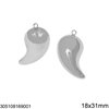 Stainless Steel Curved Pearshape Pendant 18x31mm