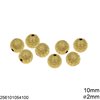 Brass Hollow Bead Textured 10mm with Hole 2mm