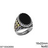 Stainless Steel Male Ring with Oval Onyx 16x22mm