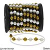 Stainless Steel Link Chain with Faceted Bead : Pearl Bead 5mm